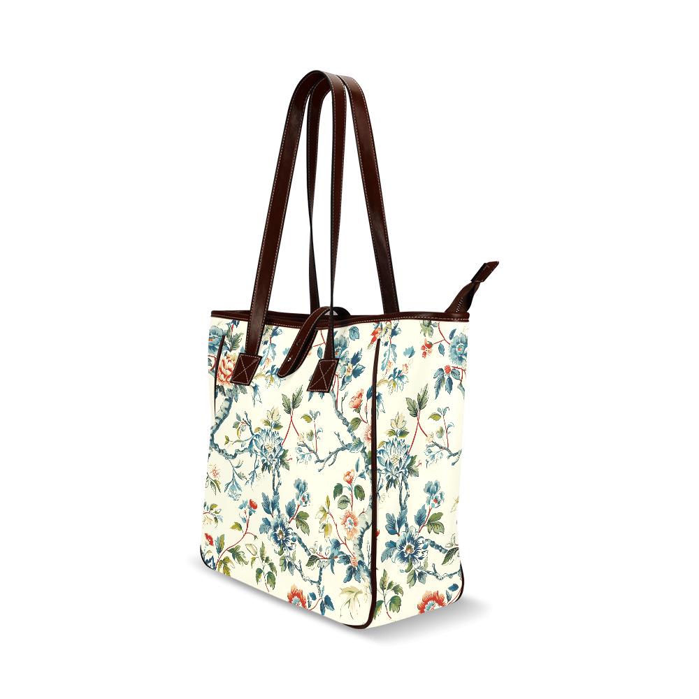 Toile de Jouy French Vintage Style Handbag – Classic Large Tote Bag