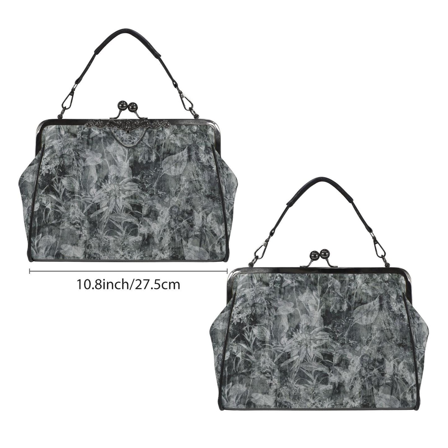 Dark Academia Moody Floral Vintage Kisslock Bag - Victorian Gothic Crossbody