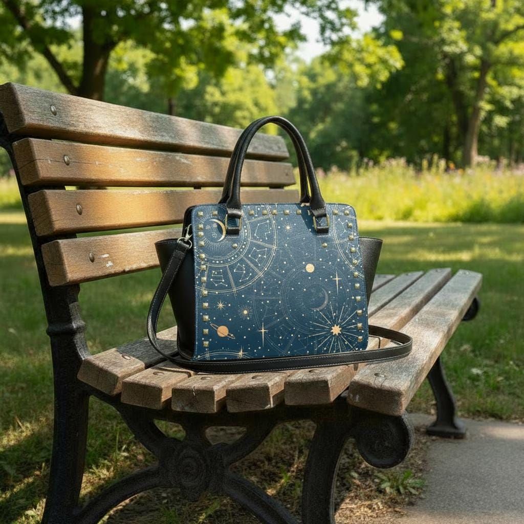 Astrology Planets & Stars Rivet Handbag – Dark Academia Witchy Shoulder Purse