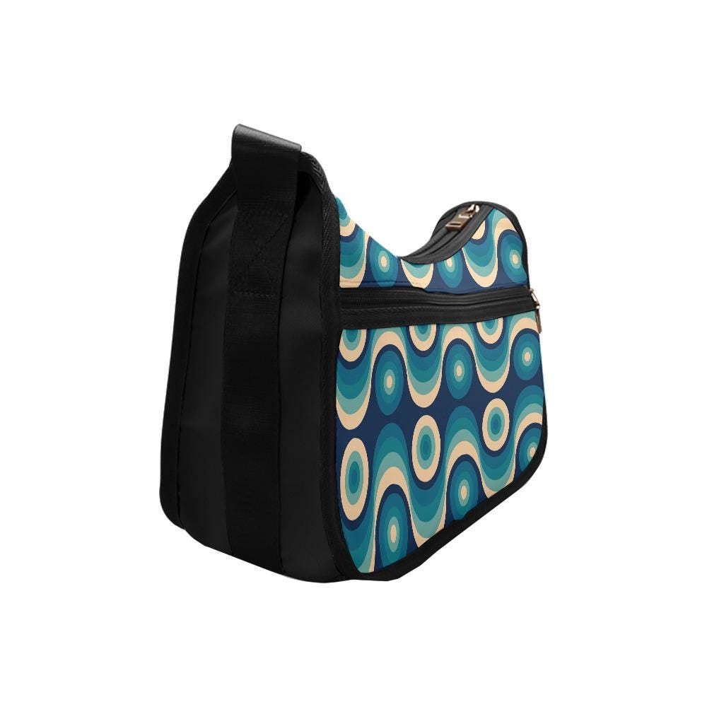 Retro 60s 70s Shoulder Bag – Midcentury Vintage Oxford Fabric Hobo Bag