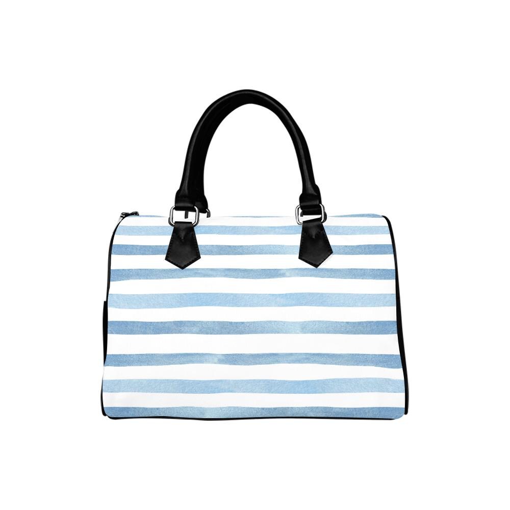 Blue White Maritime Striped Barrel Handbag – Nautical Summer Beach Bag