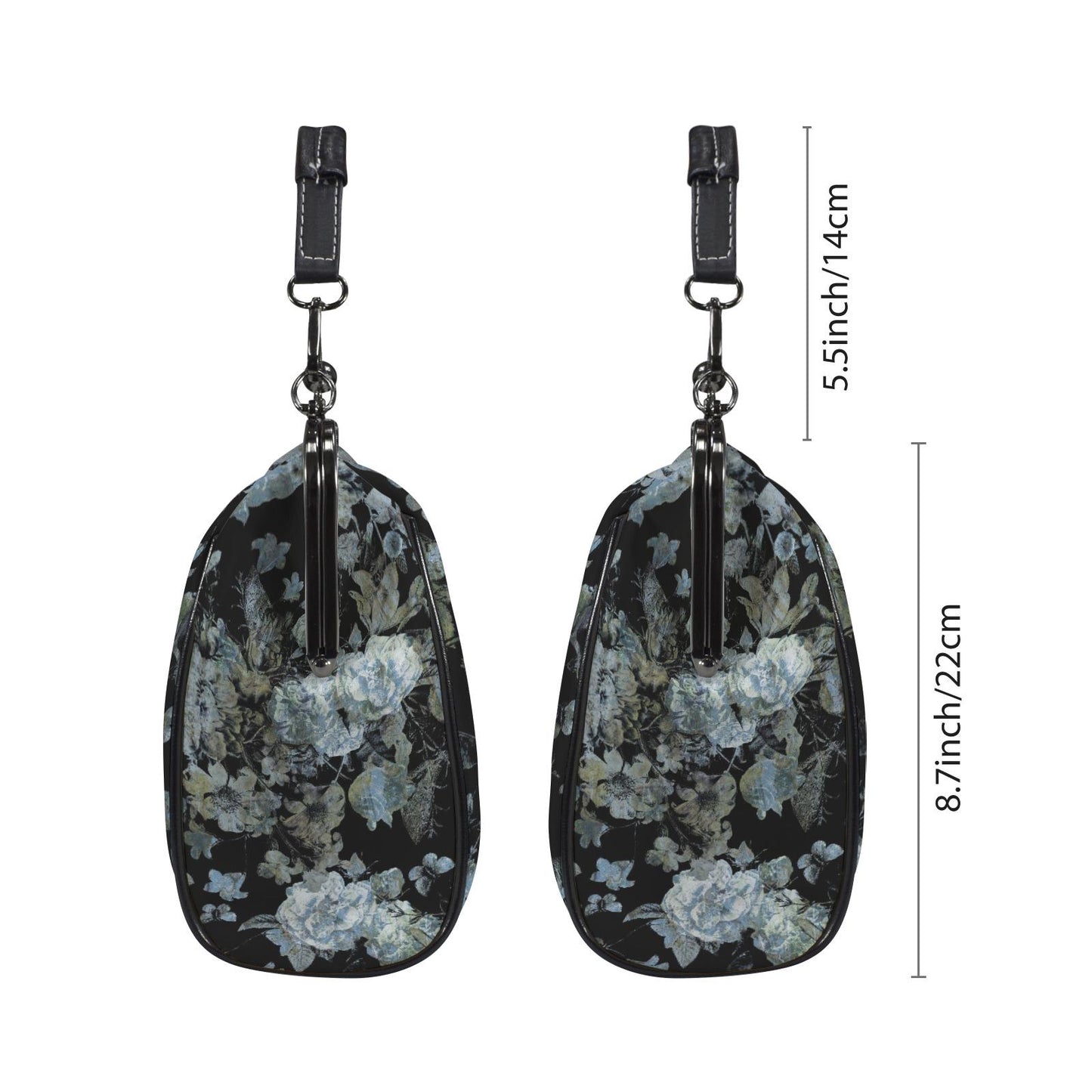 Dark Academia Moody Floral Vintage Kisslock Bag - Victorian Gothic Crossbody