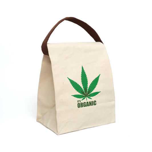 Organic Weed Cotton Canvas Lunch Bag: Eco-Friendly Green Leaf Tote