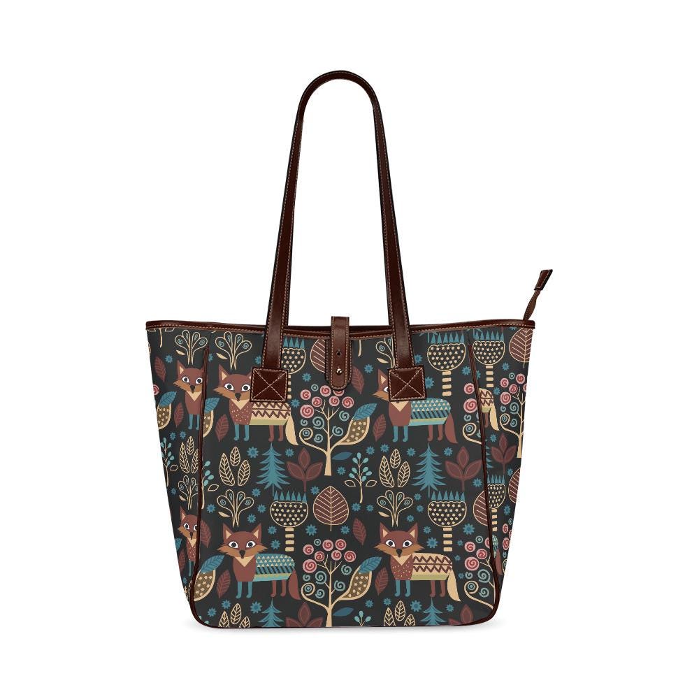 Large Nordic Folkloric Tote Bag – Scandi Retro Waterproof Shopper