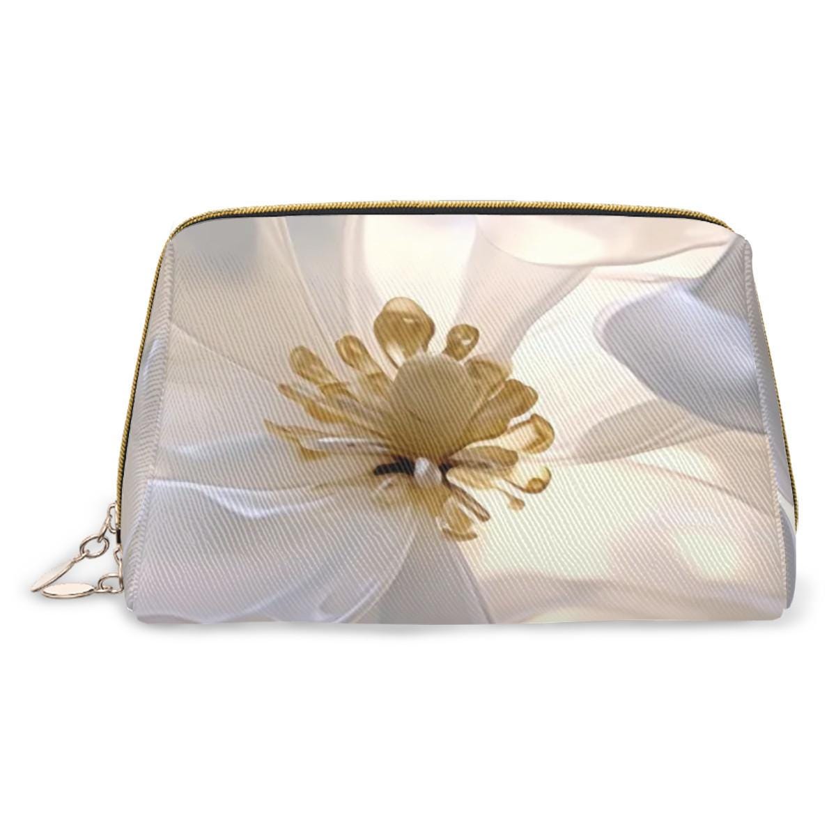 Luxury Floral Makeup Bag – Botanical Faux Leather Travel Cosmetics Case