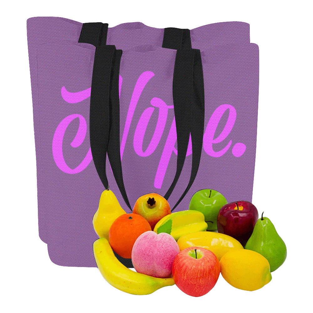 Nope Purple Spacious Cotton Canvas Tote Bag – Black Handles Set of 2