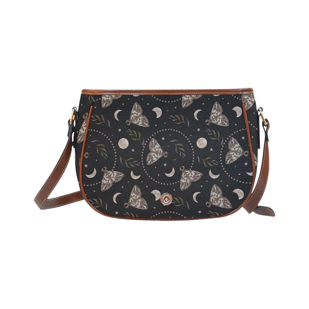Dark Academia Gothic Moths & Moon Crossbody Saddle Bag