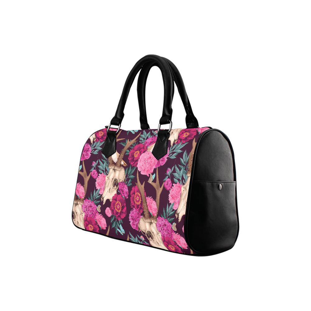 Dark Academia Antler Barrel Handbag – Black Pink Gothic Whimsy Bag