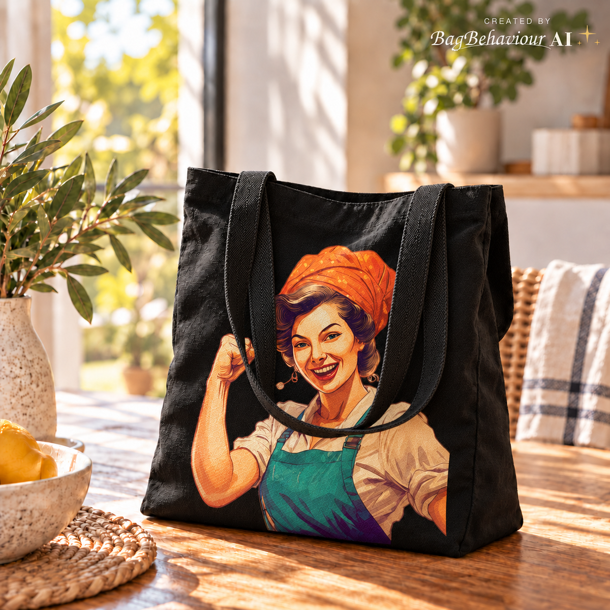 Working Class Woman Black Cotton Canvas Tote Bag – Vintage Empowerment
