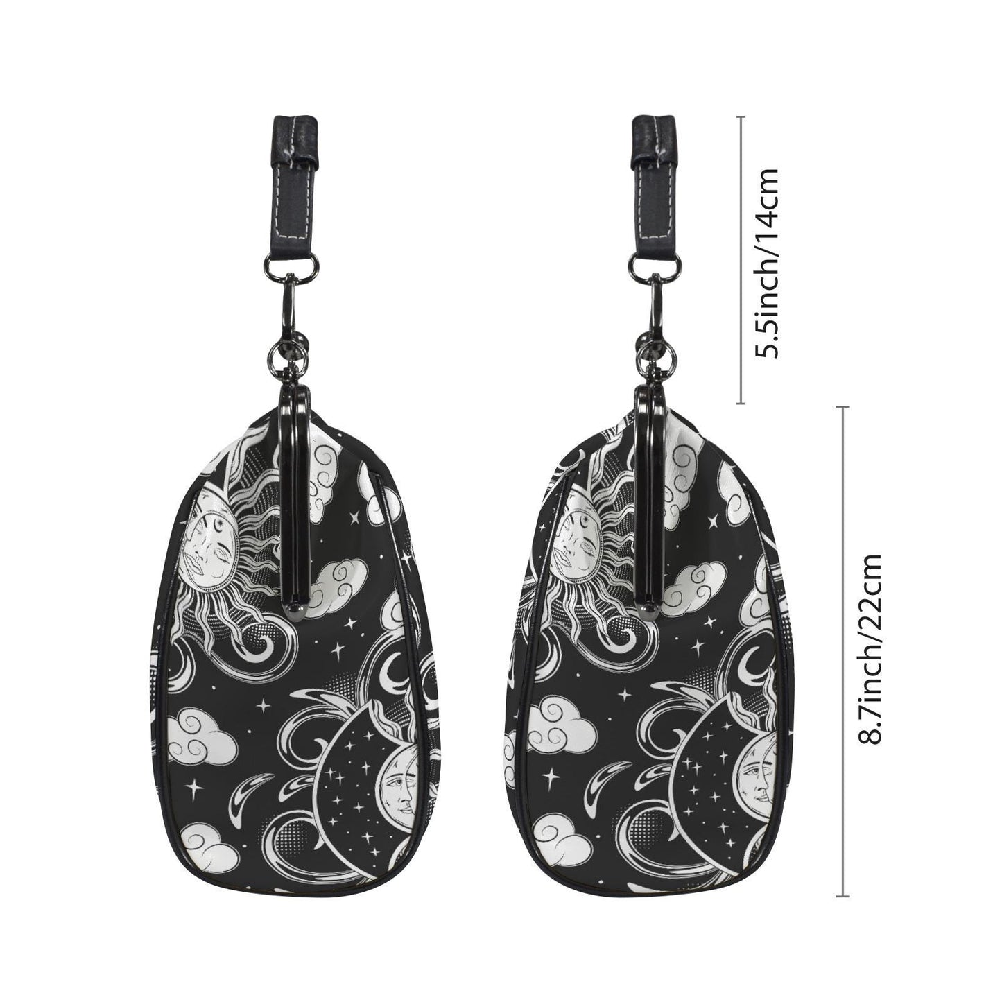 Witchcraft Sun and Moon Kisslock Handbag – Dark Academia Black White Crossbody