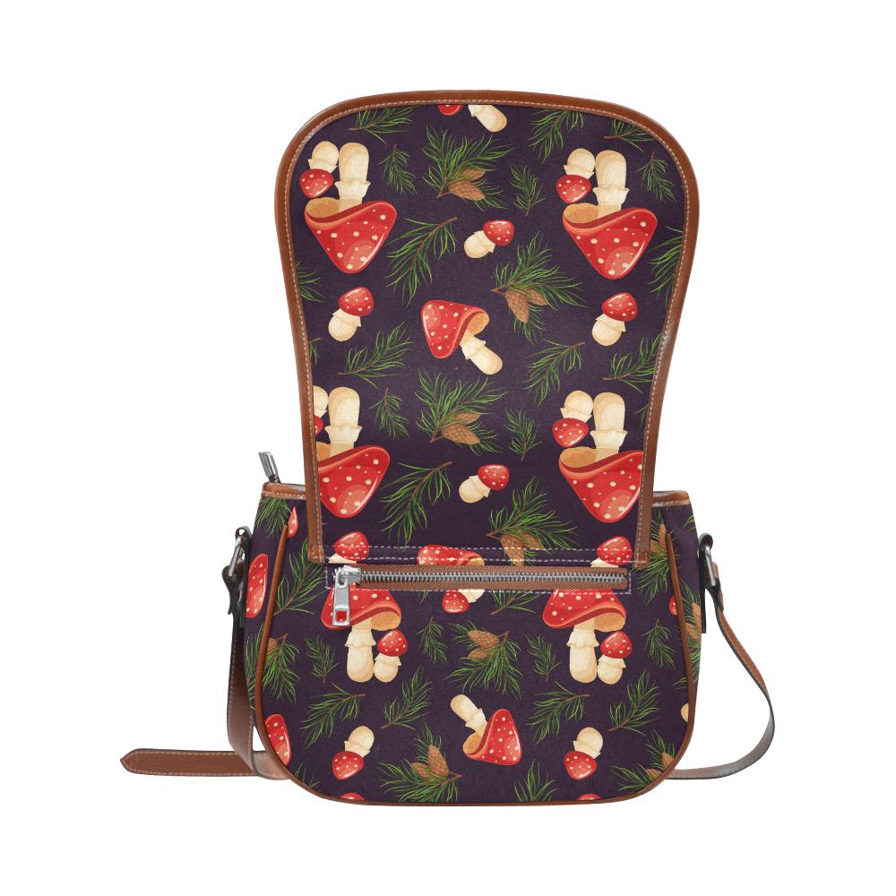 Mushroom Forest Saddle Bag, Romantic Dark Academia Crossbody or Shoulder Handbag