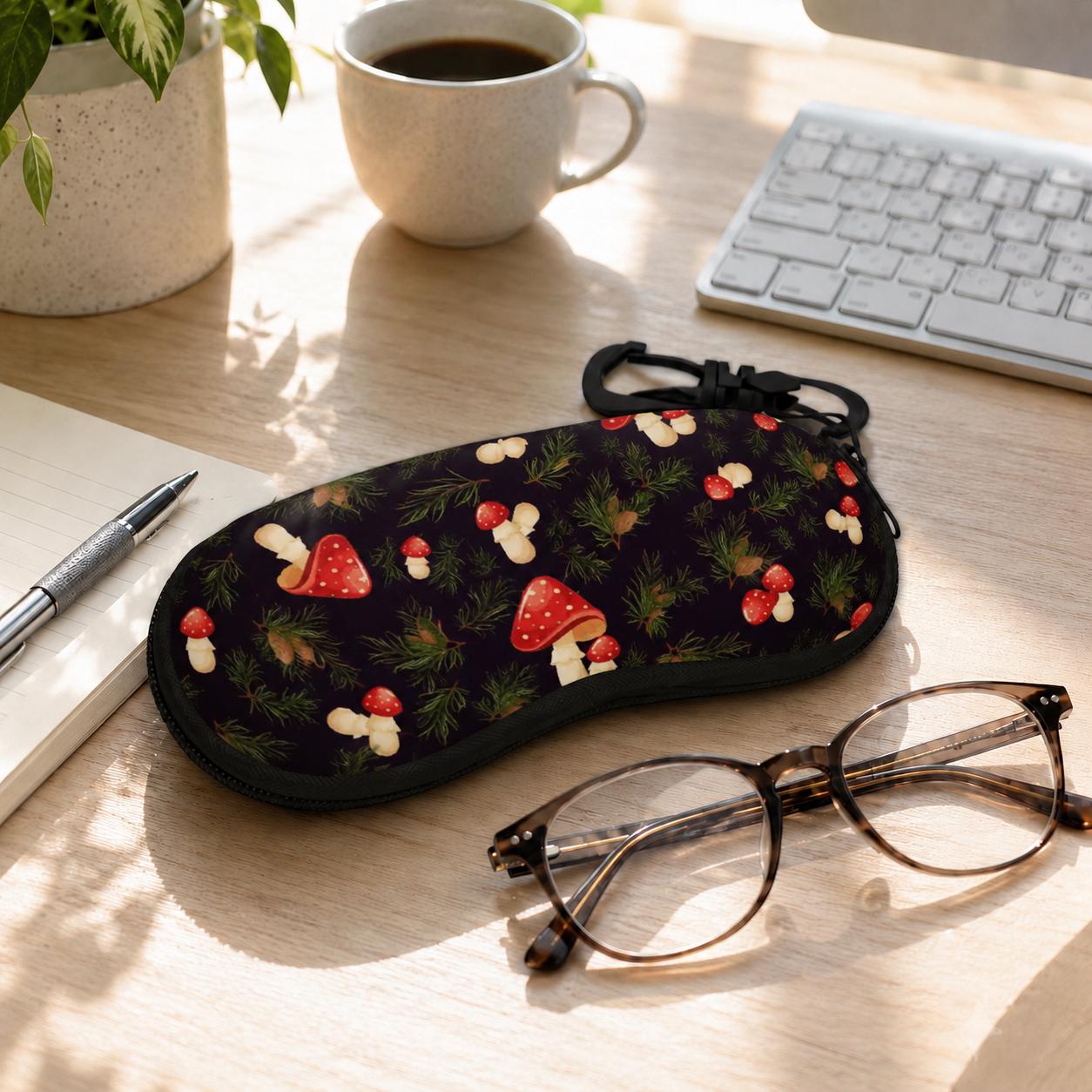 Mushroom Forest Eyeglasses Soft Zipper Case – Dark Academia Toadstool Sunglasses Box