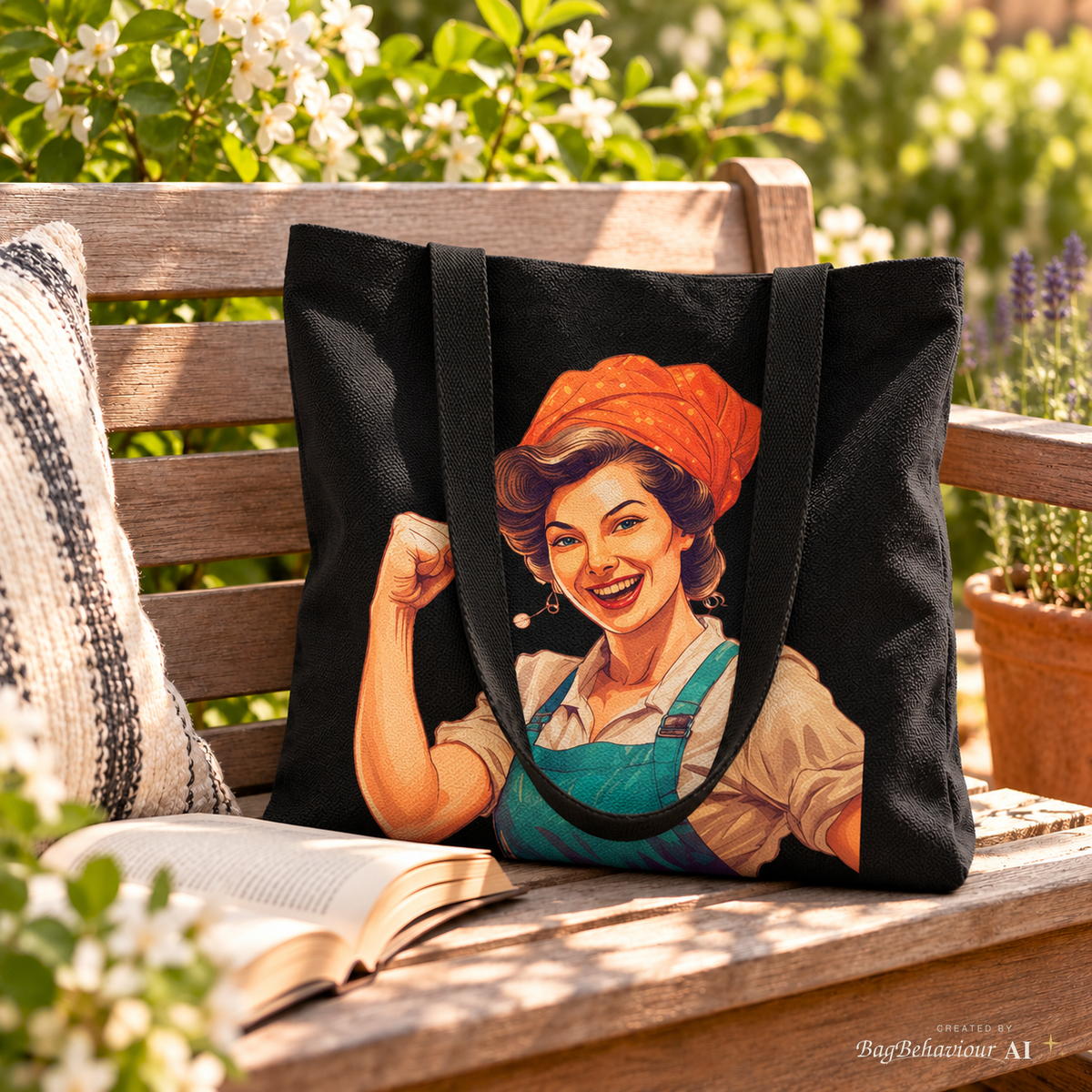 Working Class Woman Black Cotton Canvas Tote Bag – Vintage Empowerment