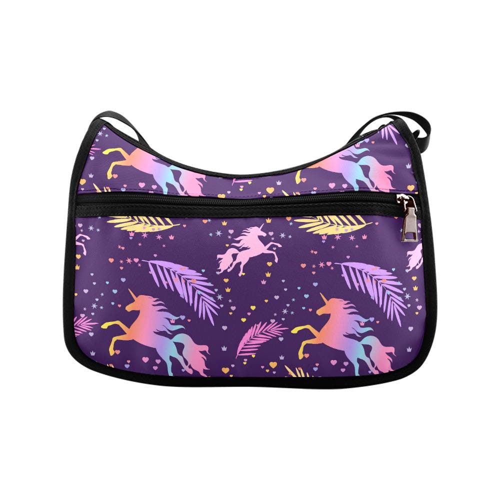 Purple Black Unicorn Shoulder Bag – Fairycore Oxford Fabric Hobo Bag