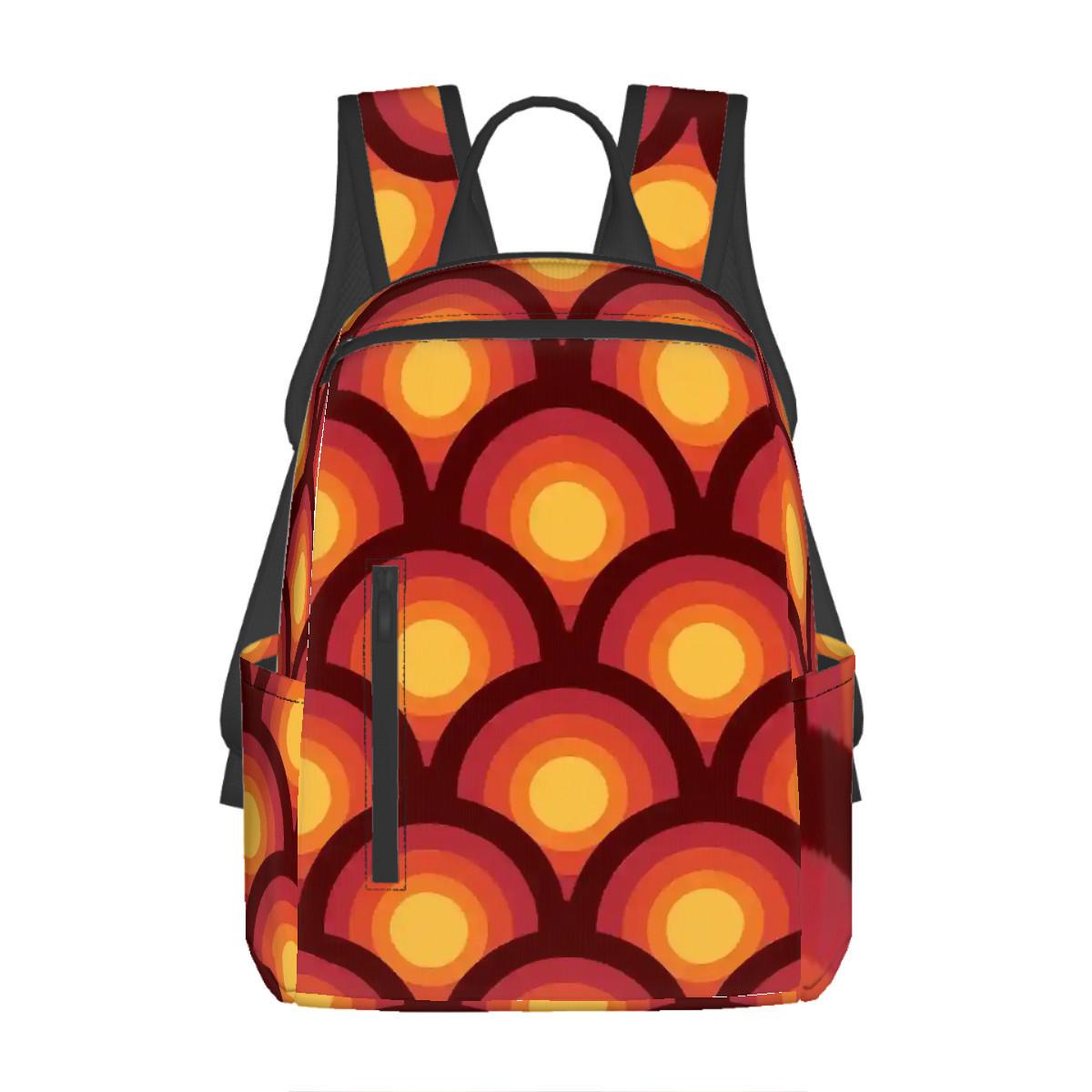 Retro 70s Backpack – Orange Red Yellow Twill Daypack