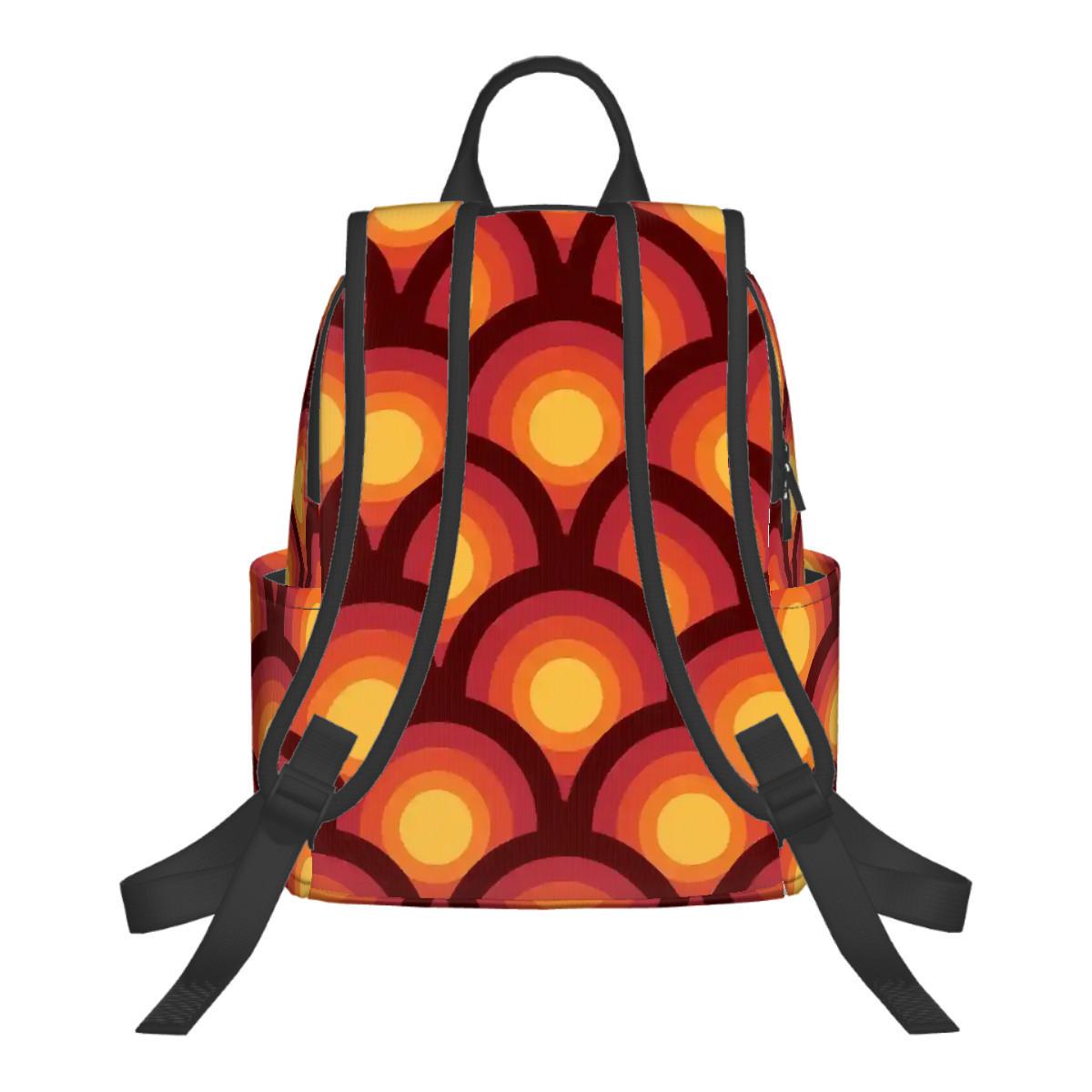 Retro 70s Backpack – Orange Red Yellow Twill Daypack