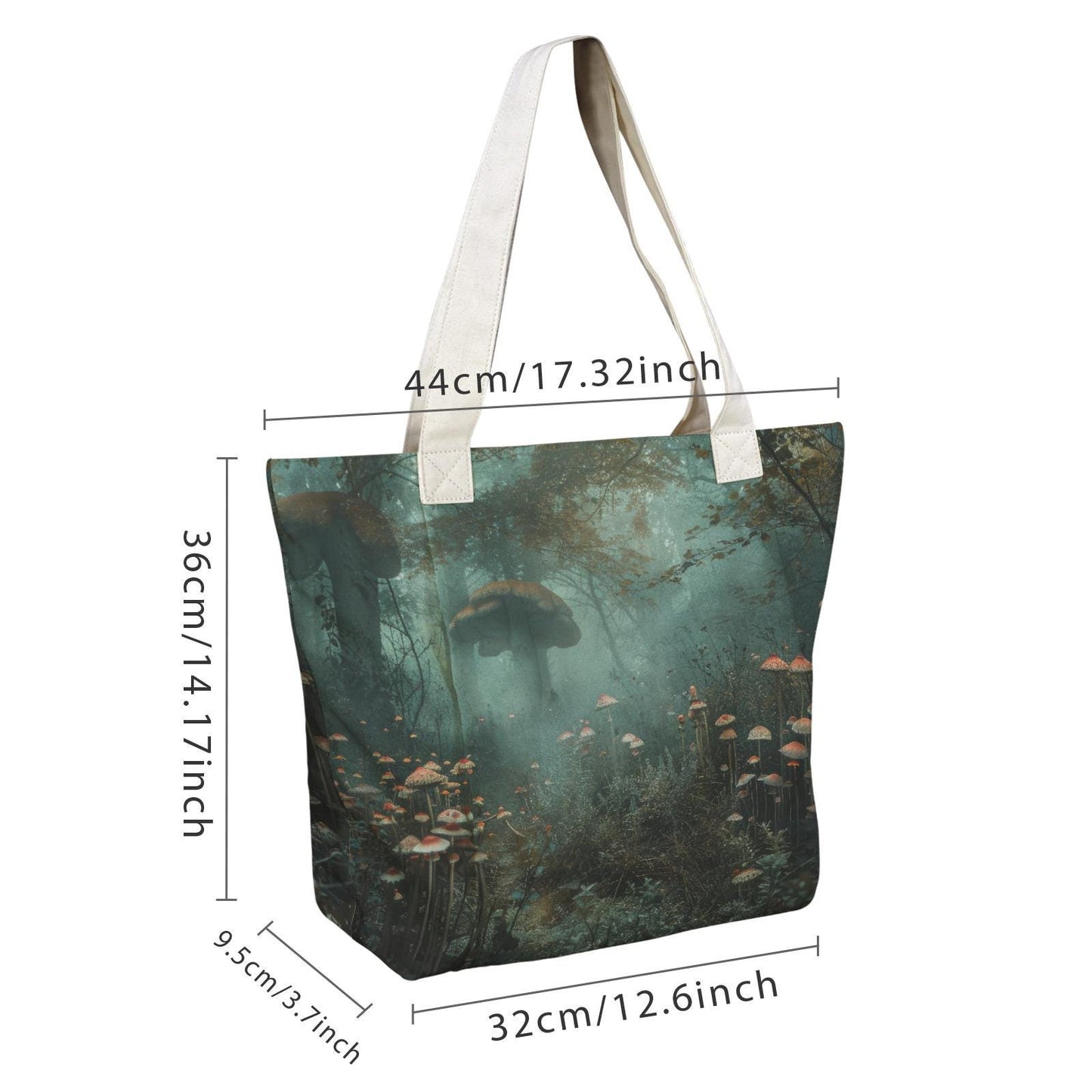 Enchanted Mushroom Forest Yoga Tote Bag with Mat Holder – Dark Academia Botanical Tote
