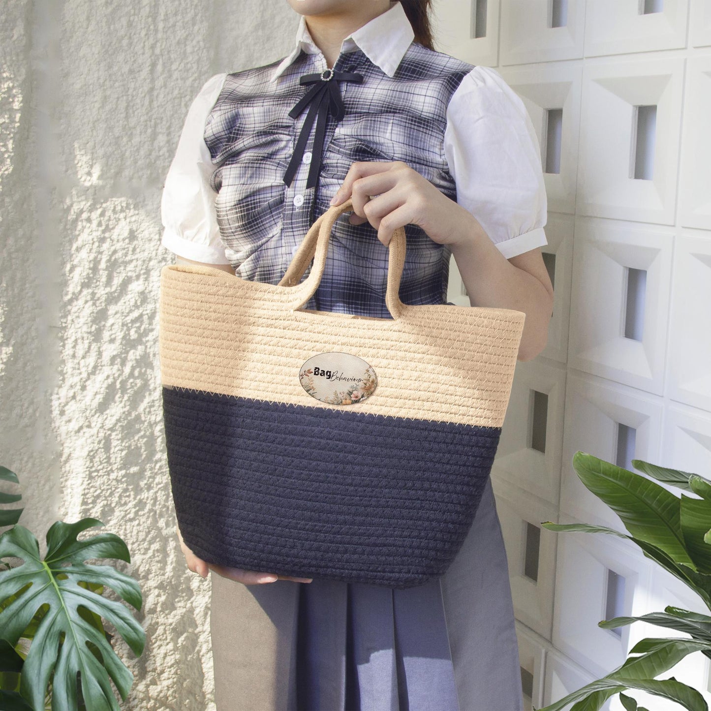 Handwoven Classic Straw Tote Bag –  Summer Beach Coastal Shoulder Handbag