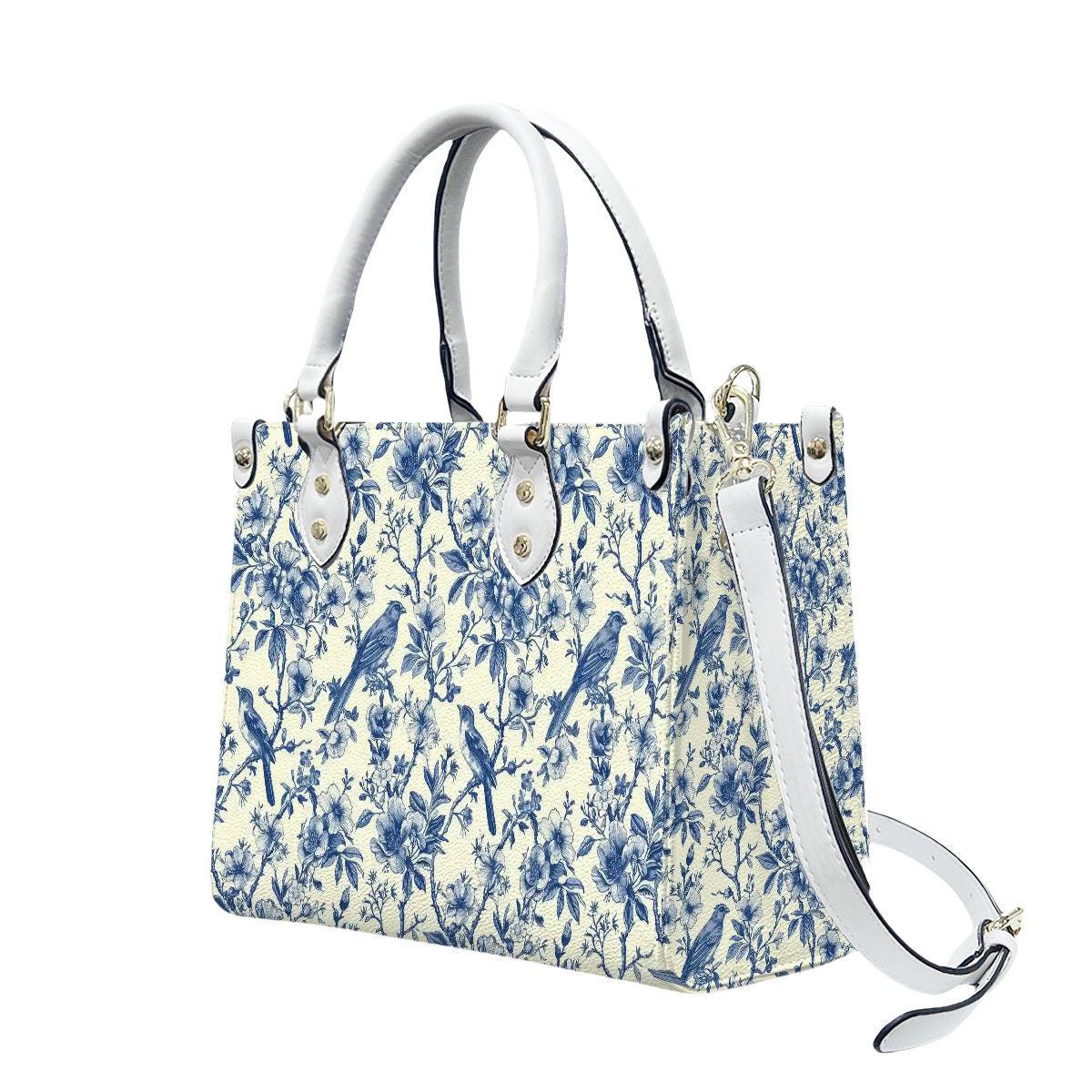 Toile de Jouy Handbag in 3 Sizes - Blue White French Vintage Shoulder Bag