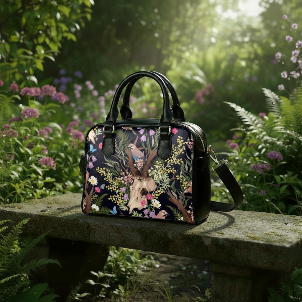 Dark Academia Shoulder Handbag – Vintage Style Vegan PU Leather Handbag