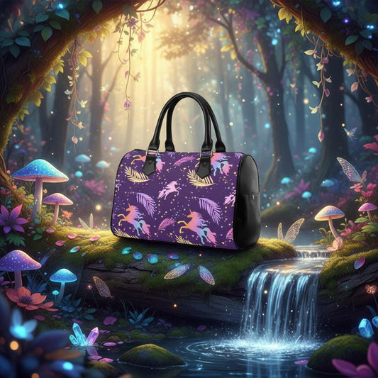 Purple Pink Unicorn Barrel Handbag – Fairycore Everyday Top Handle Purse