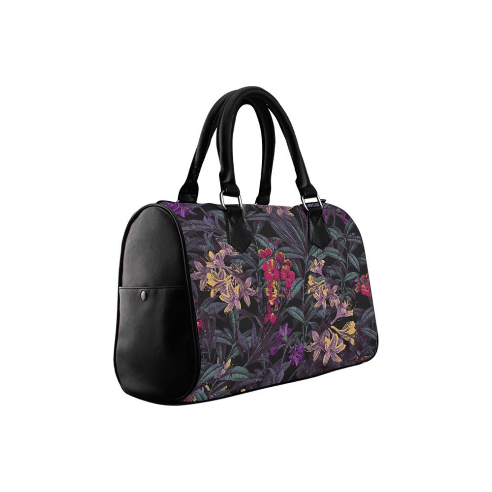 Dark Academia Night Flowers Barrel Handbag – Grunge Gothic Foral Bag