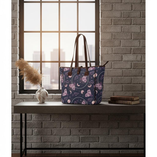 Classic Large Moths & Moon Tote Bag – Dark Academia Waterproof Shopper