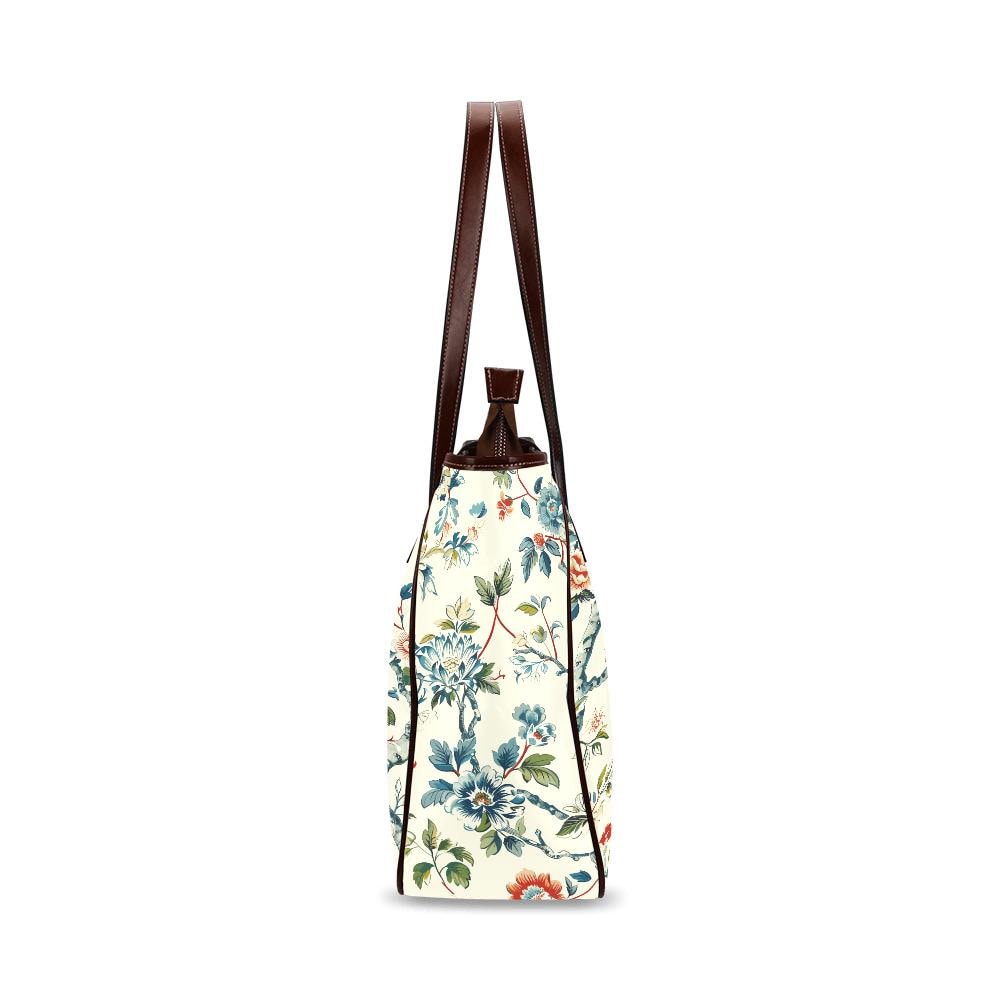 Toile de Jouy French Vintage Style Handbag – Classic Large Tote Bag
