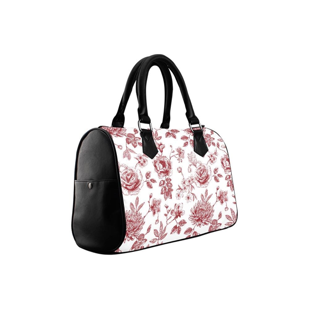Toile de Jouy Barrel Handbag – Red White French Vintage Bag
