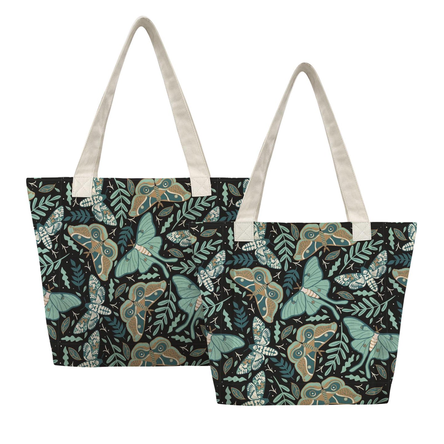 Dark Academia Moths Cotton Yoga Tote – Bag with Built-In Mat Storage