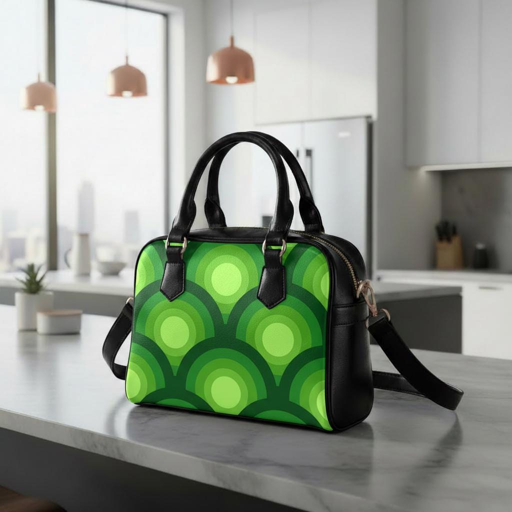 Retro 70s Peacock Eye Shoulder Handbag – Midcentury Modern Style