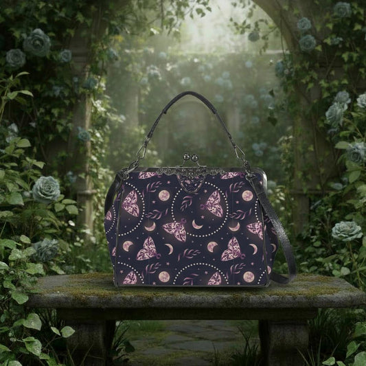 Witchy Astrology Kisslock Crossbody Handbag – Moths & Moon Witchy Cottagecore Bag