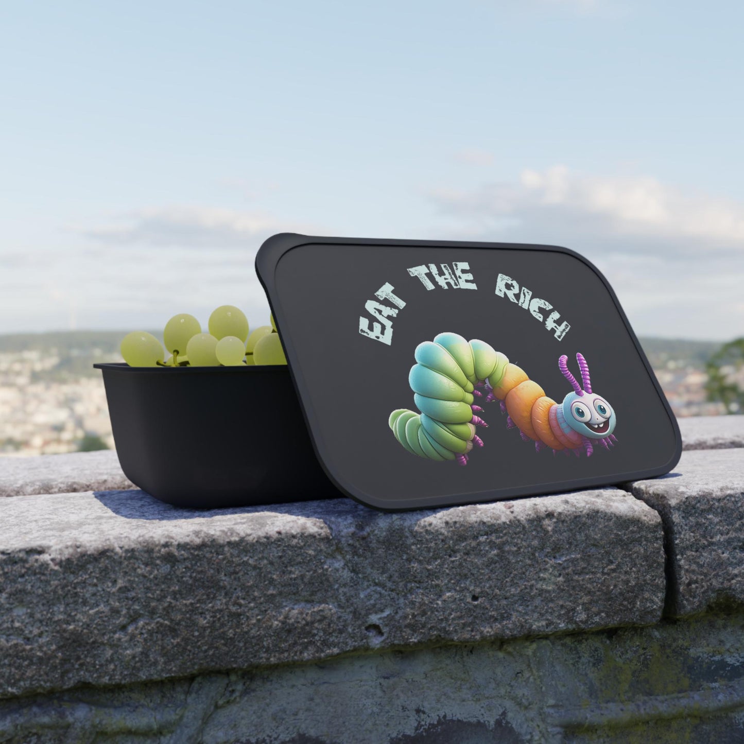 Eco Bioplastic Bento Box with Cutlery: Eat The Rich Sustainable Vegan Lunchware