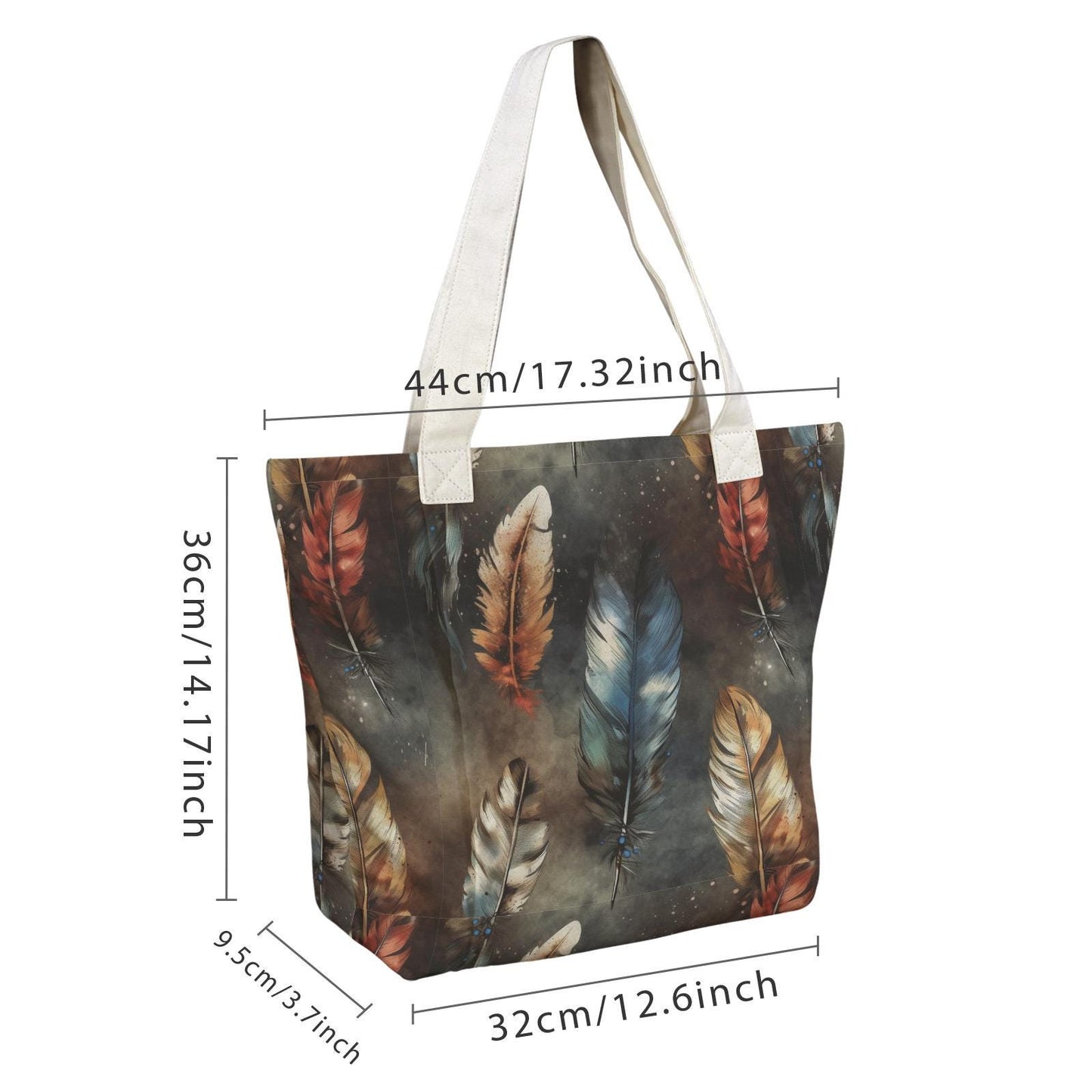 Boho Feathers Yoga Tote Bag with Mat Holder – Dark Academia Forest Tote