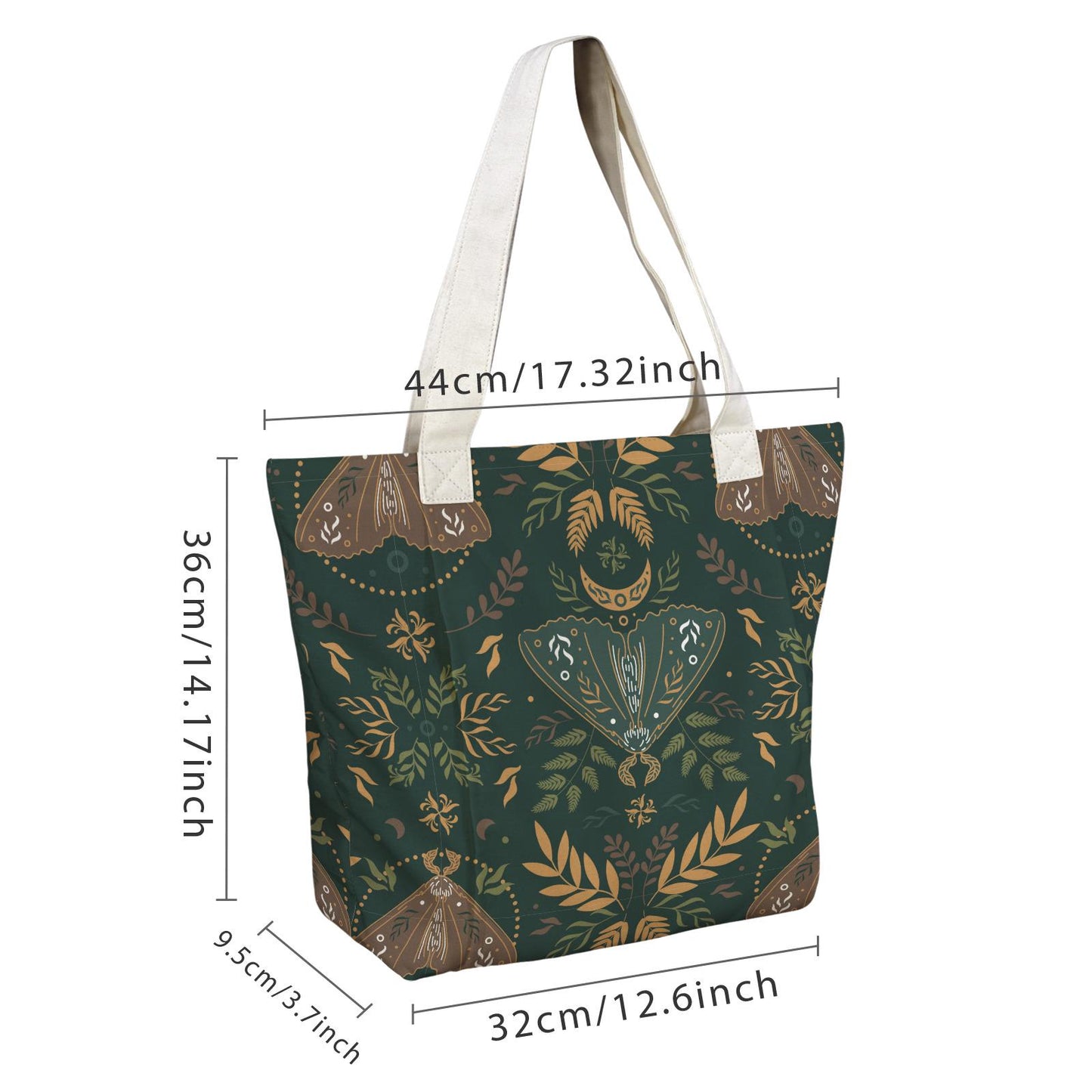 Nordic Retro Yoga Tote Bag with Mat Holder – Large Folkloric Cotton Linen Tote