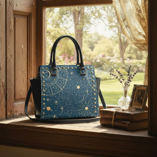 Astrology Planets & Stars Rivet Handbag – Dark Academia Witchy Shoulder Purse