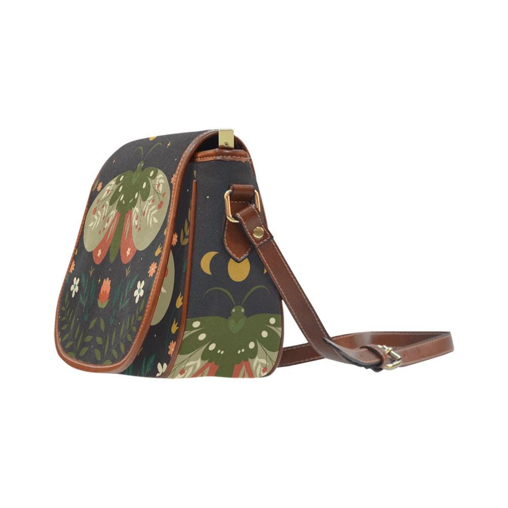 Dark Academia Moth Saddle Bag - Moody Gothic Crossbody Handbag