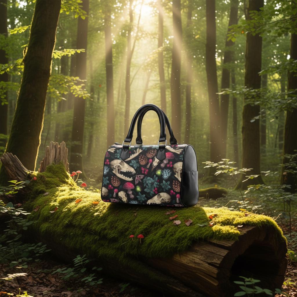 Dark Academia Antler Barrel Handbag – Black Pink Gothic Whimsy Bag