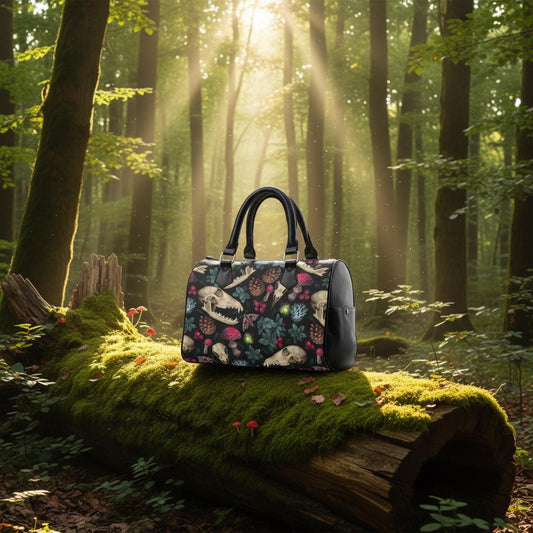 Dark Academia Antler Barrel Handbag – Black Pink Gothic Whimsy Bag