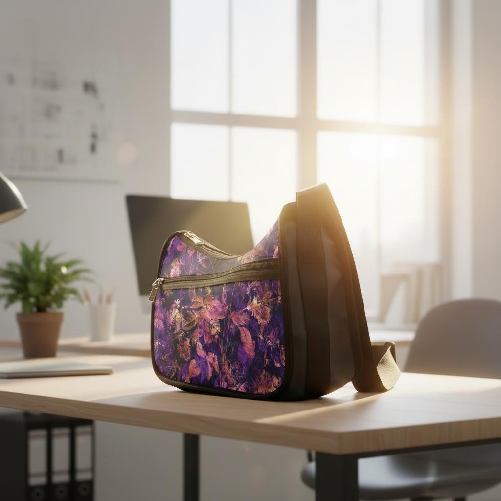 Moody Vintage Flowers Shoulder Bag – Gothic Dark Academia Oxford Fabric Hobo Bag