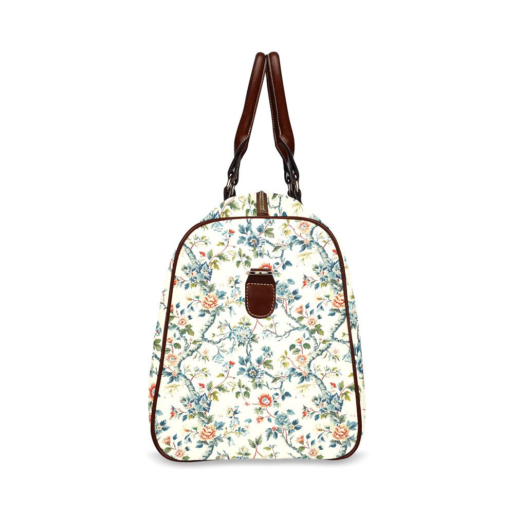 Toile de Jouy Weekender Travel Bag – French Vintage Print Vegan Duffle Bag
