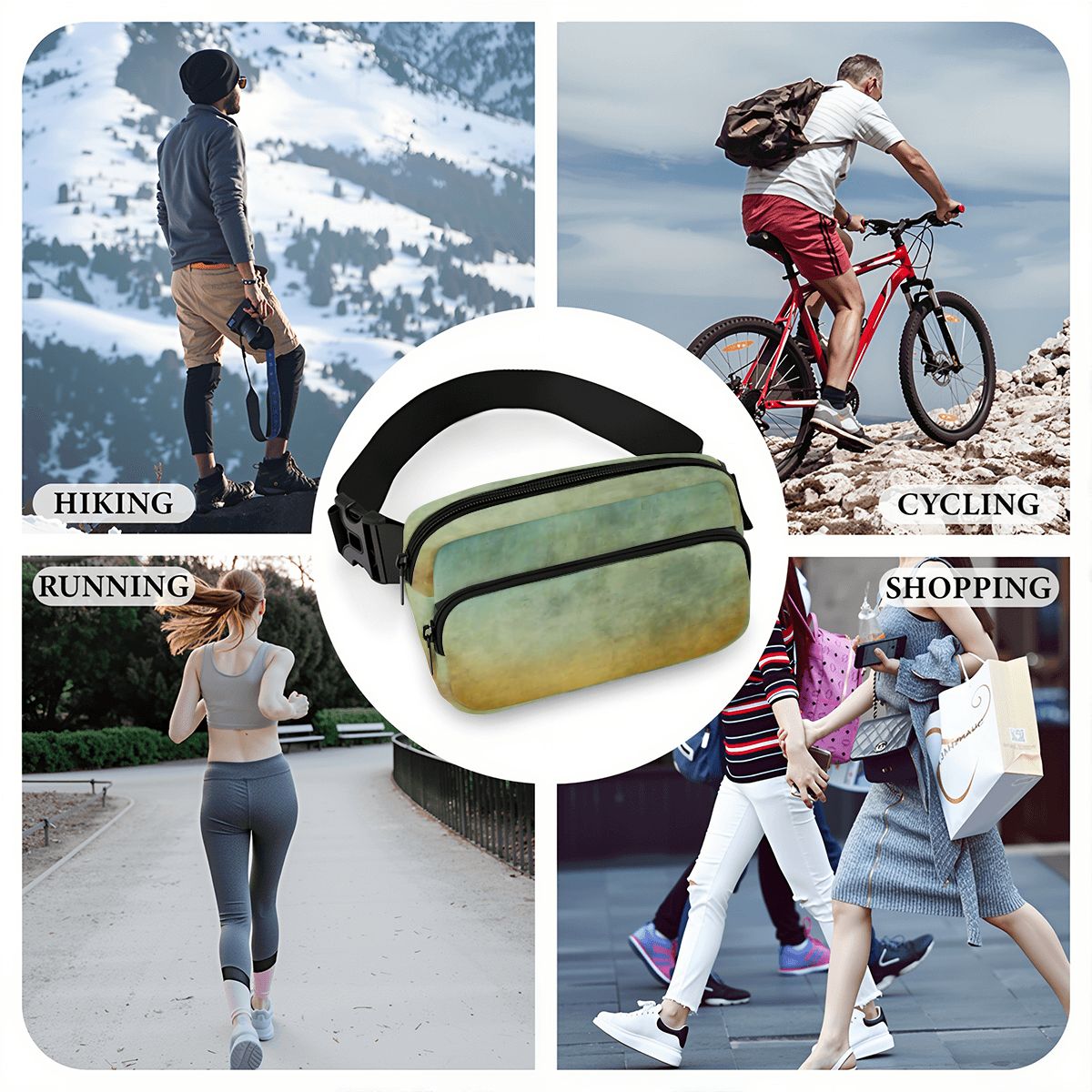 Grunge Ombre Fanny Pack – Adjustable Waist & Crossbody Bag