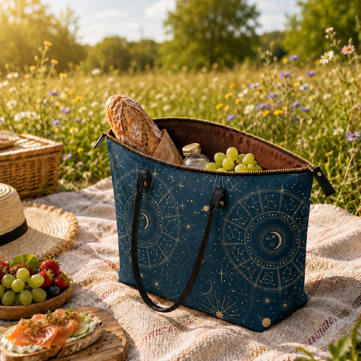 Astrology Moon Planets Roomy Tote Bag Shopper - Large Witchy Shoulder Handbag