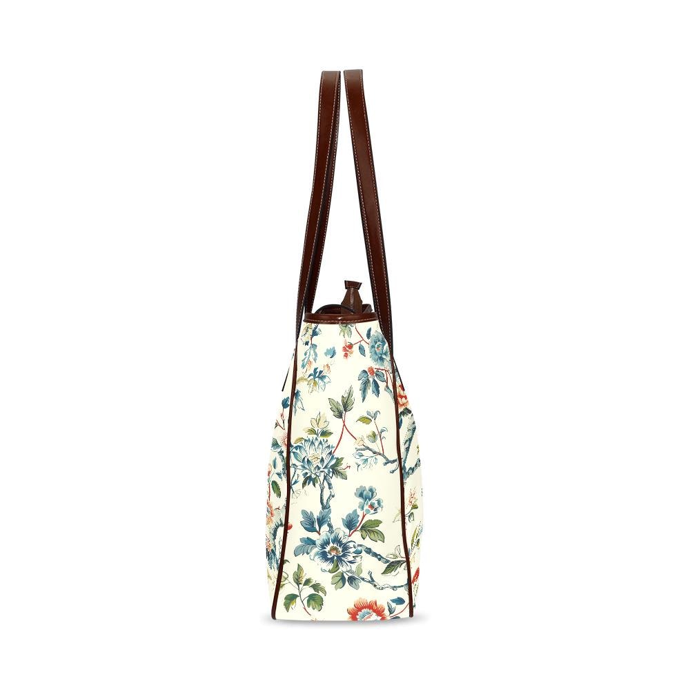 Toile de Jouy French Vintage Style Handbag – Classic Large Tote Bag