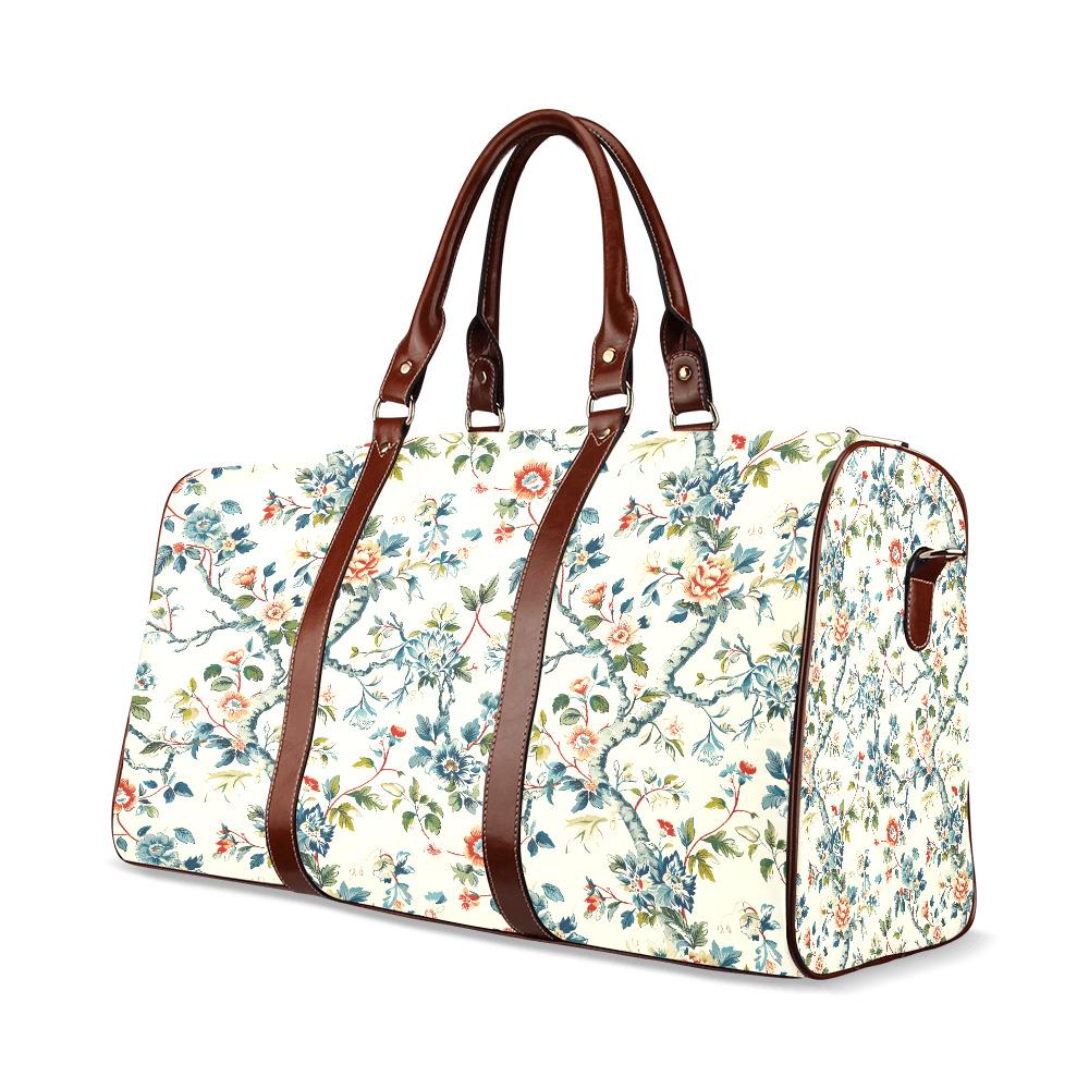 Toile de Jouy Weekender Travel Bag – French Vintage Print Vegan Duffle Bag
