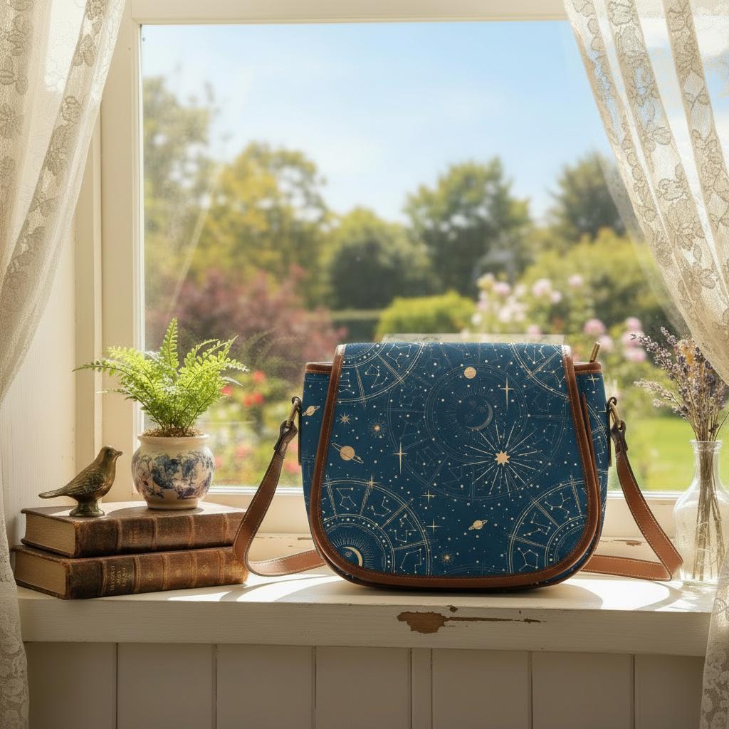 Astrology Planets Saddle Bag - Dark Academia Gothic Crossbody Handbag