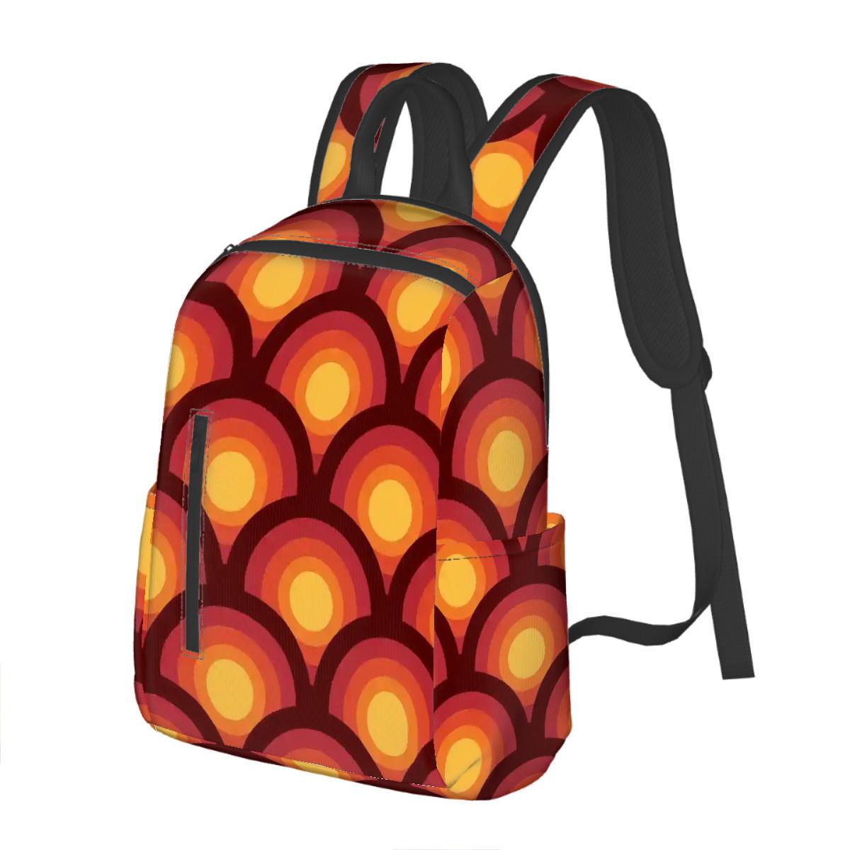 Retro 70s Backpack – Orange Red Yellow Twill Daypack