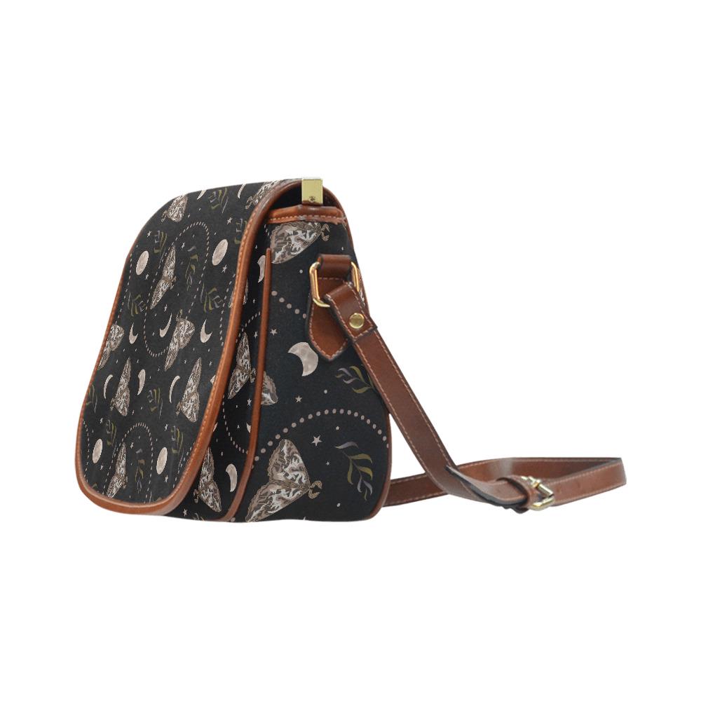 Dark Academia Gothic Moths & Moon Crossbody Saddle Bag