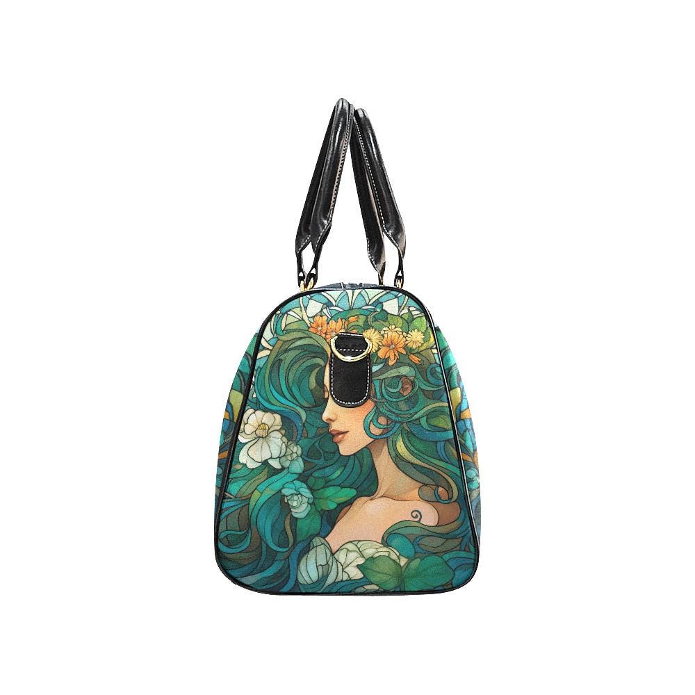 Art Nouveau Travel Bag – Waterproof Black Weekender Duffle