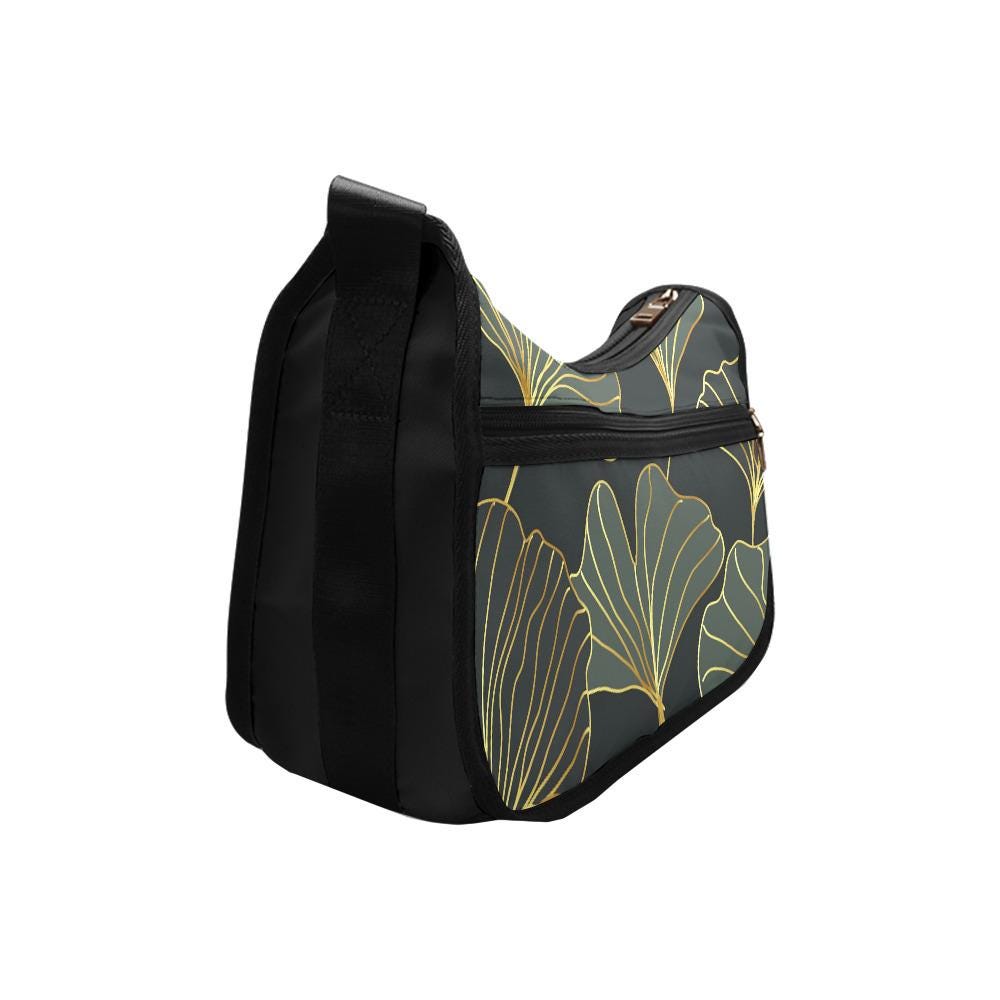 Black Gold Ginkgo Shoulder Bag – Alternative Oxford Fabric Hobo Bag